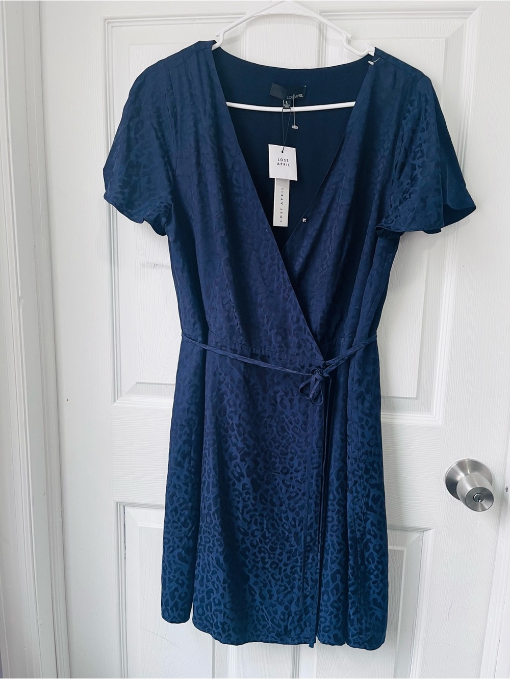 Wrap Mini Dress with Self-Tie Waist navy